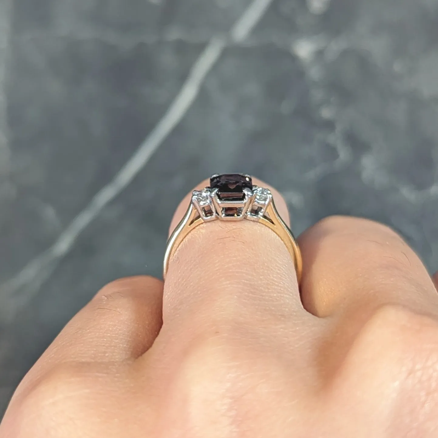 Cartier Mid-Century 1.66 CTW Alexandrite Diamond Platinum 14 Karat Yellow Gold Vintage Ring
