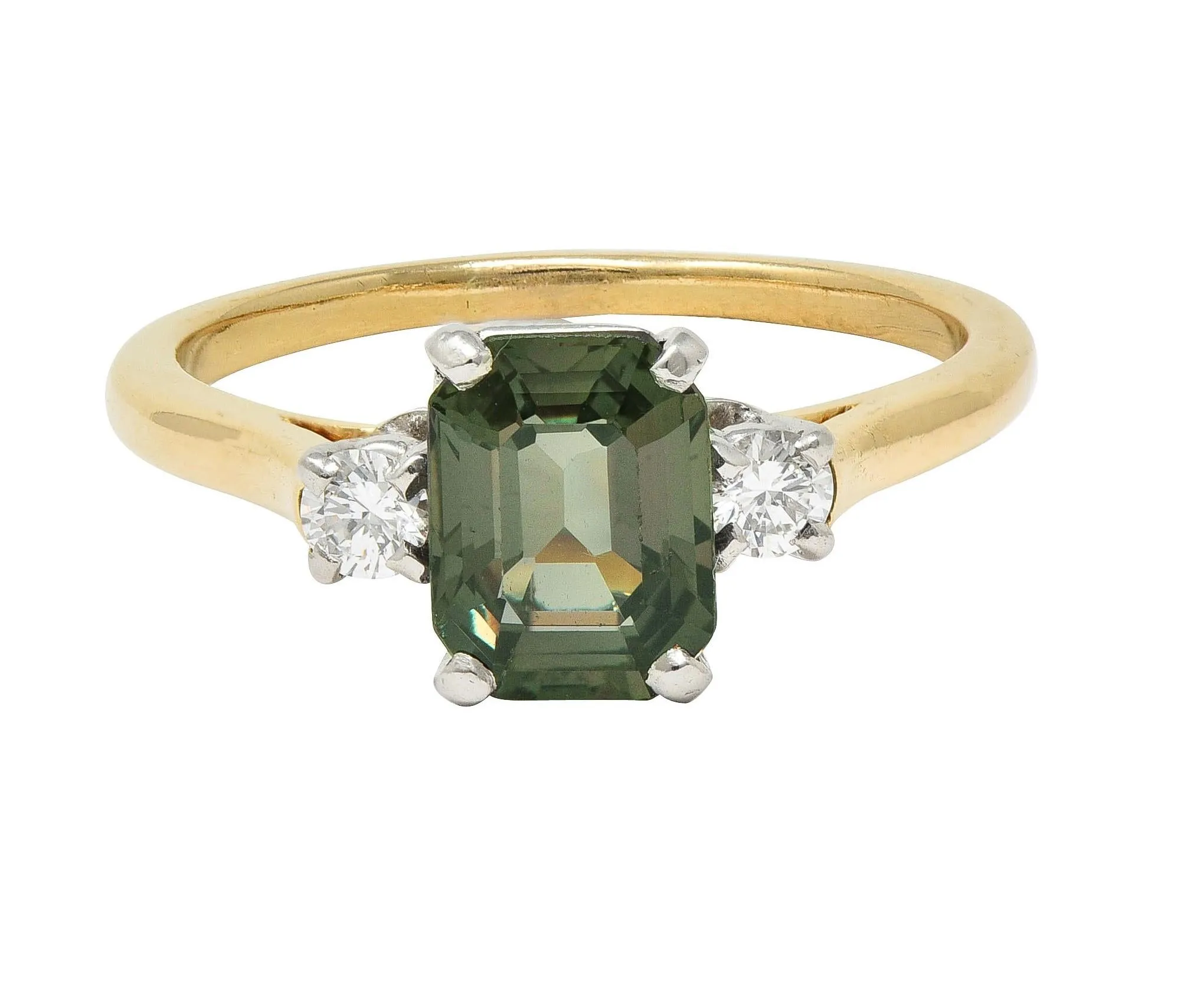 Cartier Mid-Century 1.66 CTW Alexandrite Diamond Platinum 14 Karat Yellow Gold Vintage Ring