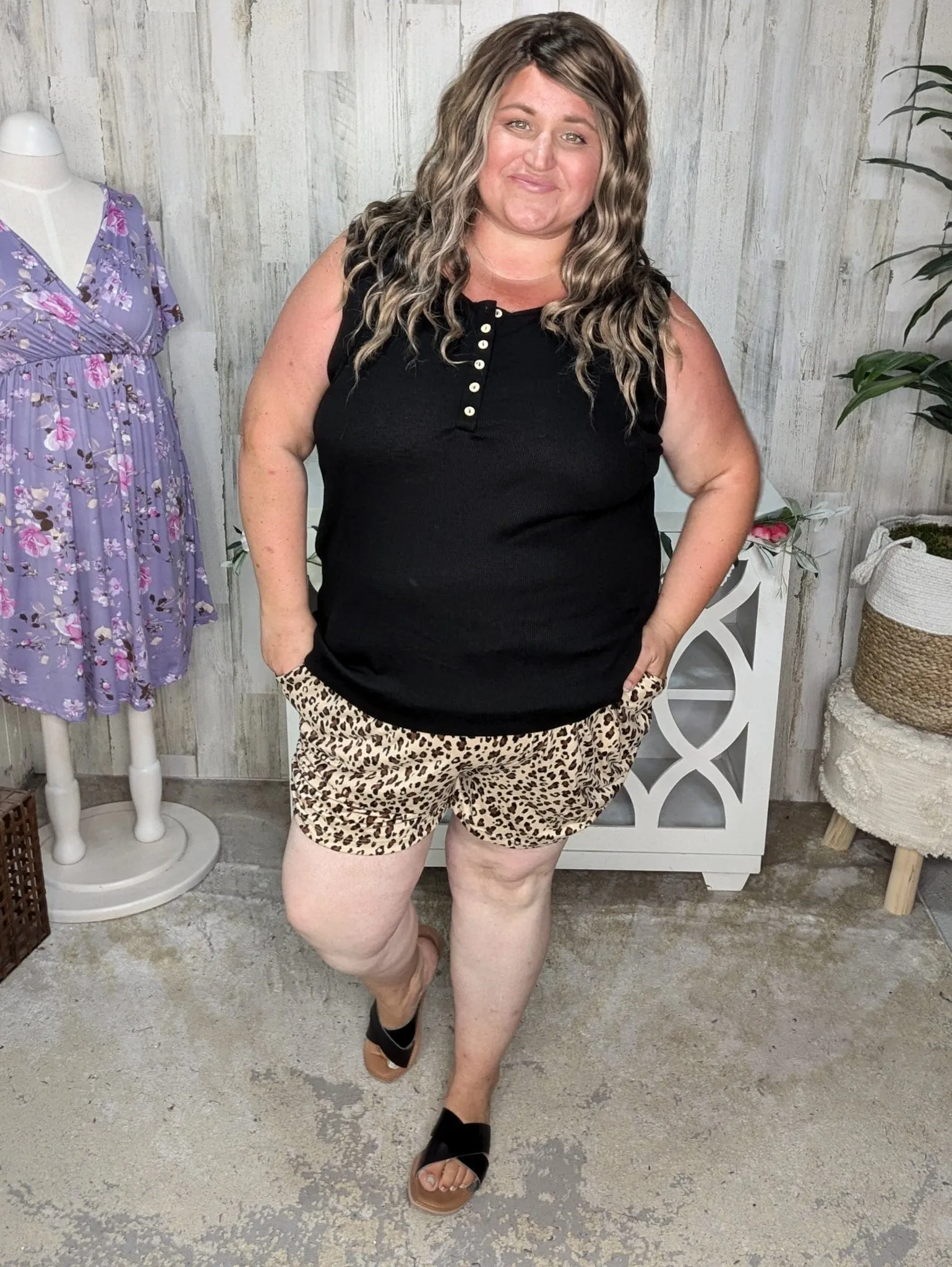 Cassidy Draped Harem Shorts in Taupe Animal Print