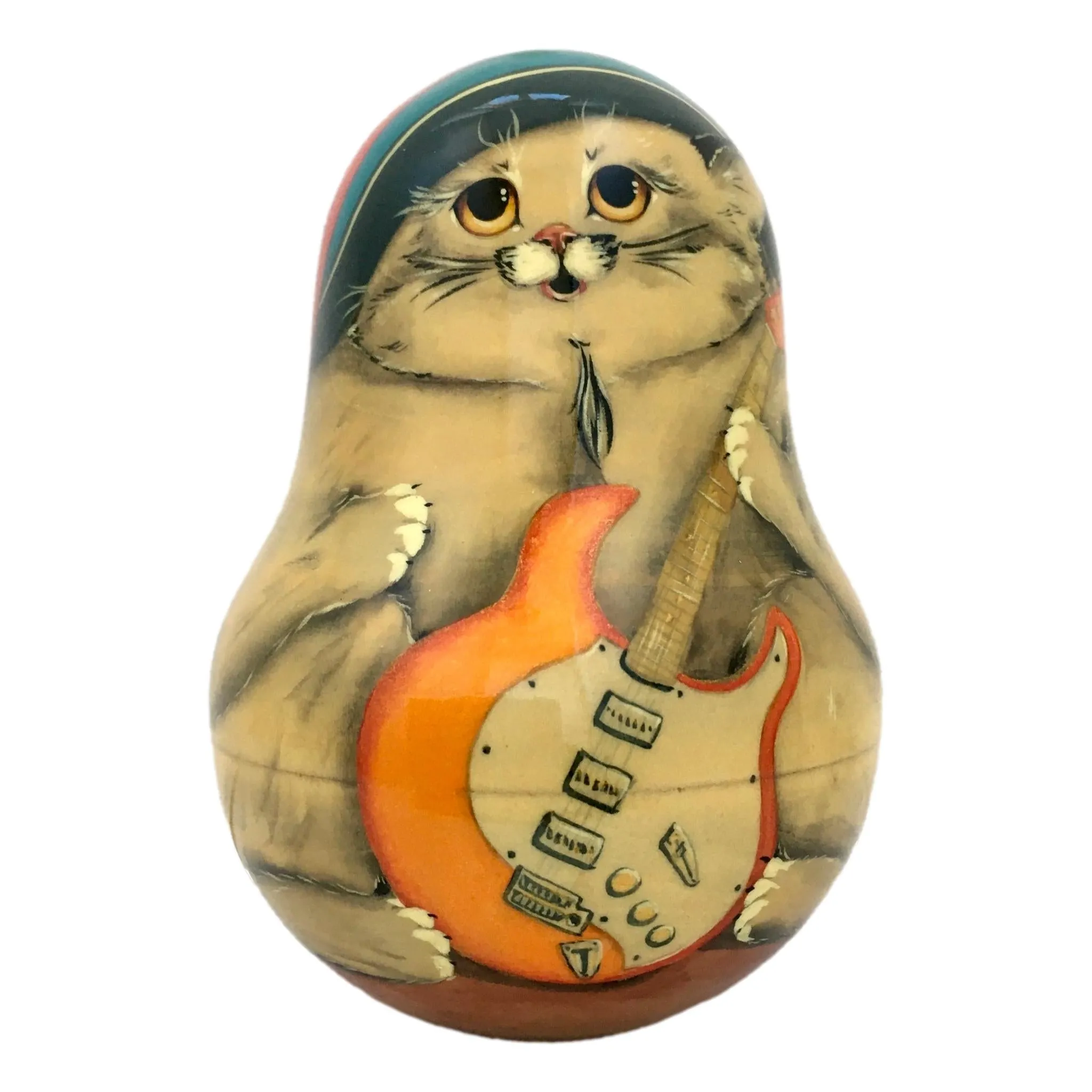 Cat Musician Roly Poly Doll