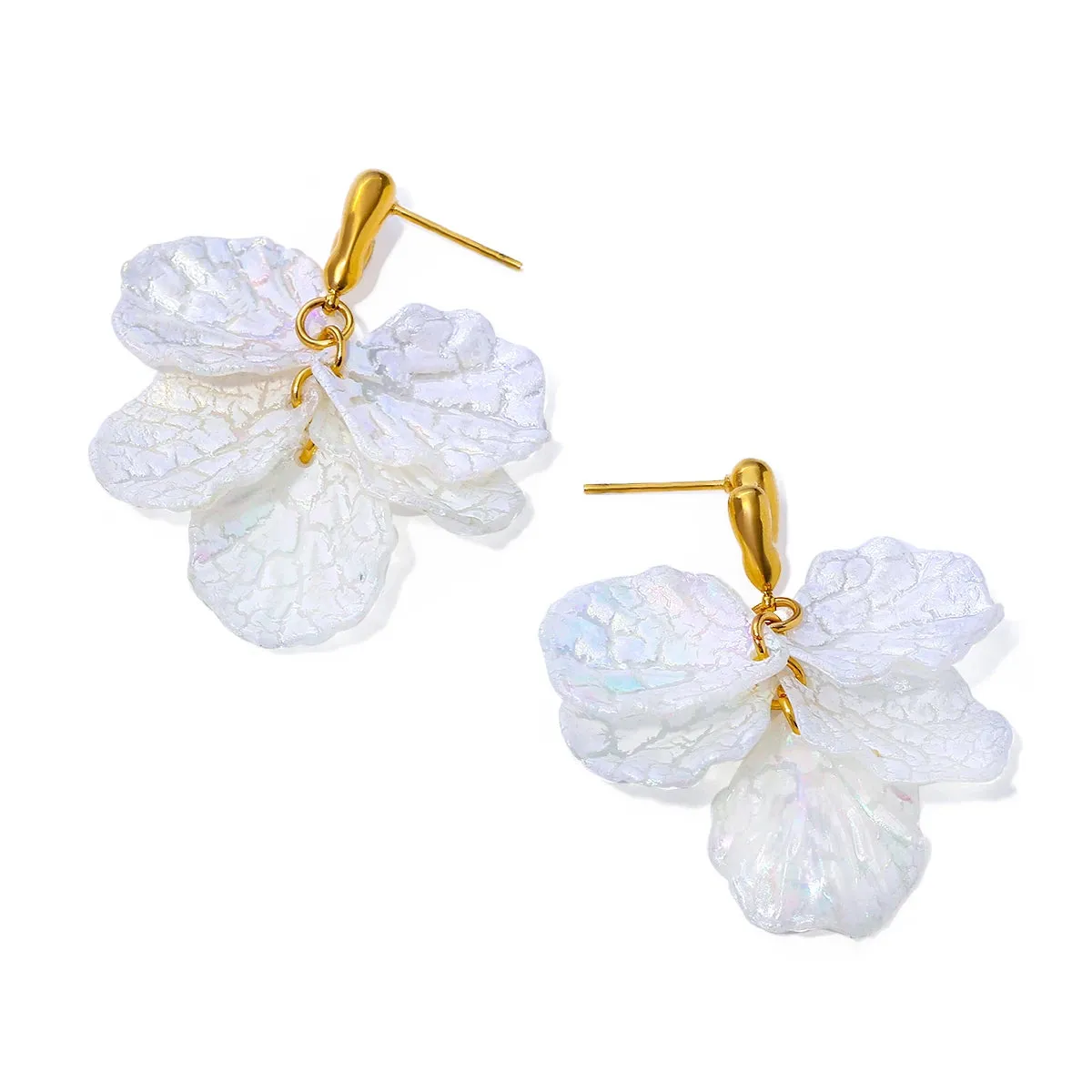 Chic Geometric Love Heart Magic Color Shell Petal Earrings