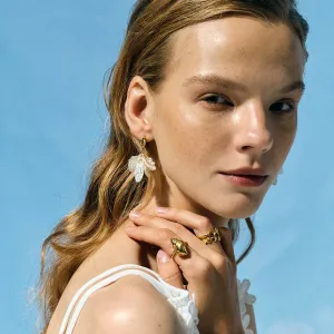 Chic Geometric Love Heart Magic Color Shell Petal Earrings