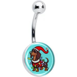 Christmas Holiday Weiner Dog Belly Ring