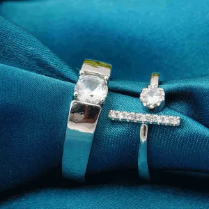 Circle Bar Crystal Couple Rings