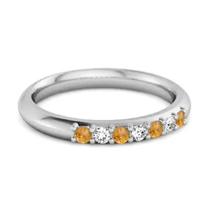 Citrine Eternity 925 Sterling Silver Stackable Mismatch Ring