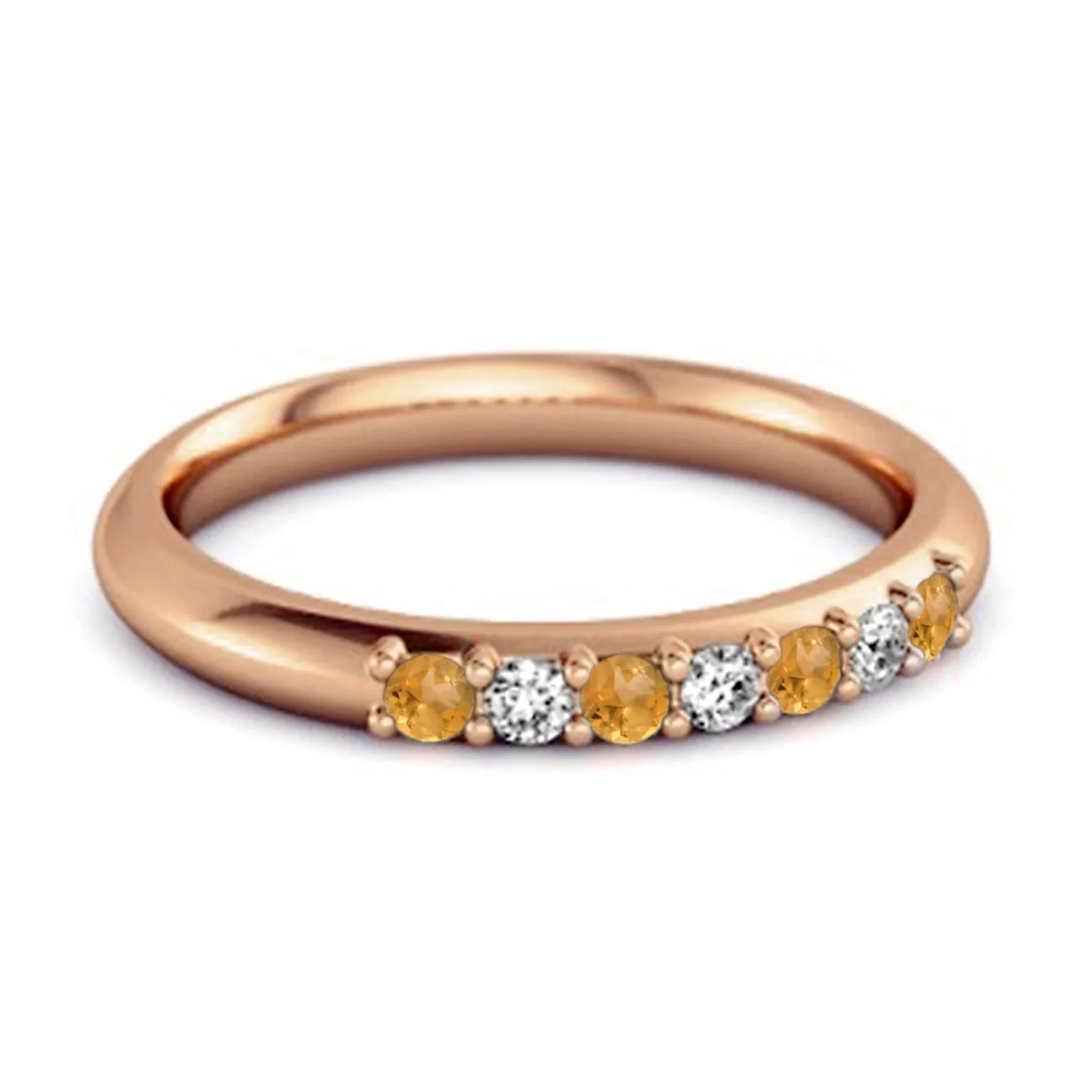 Citrine Eternity 925 Sterling Silver Stackable Mismatch Ring