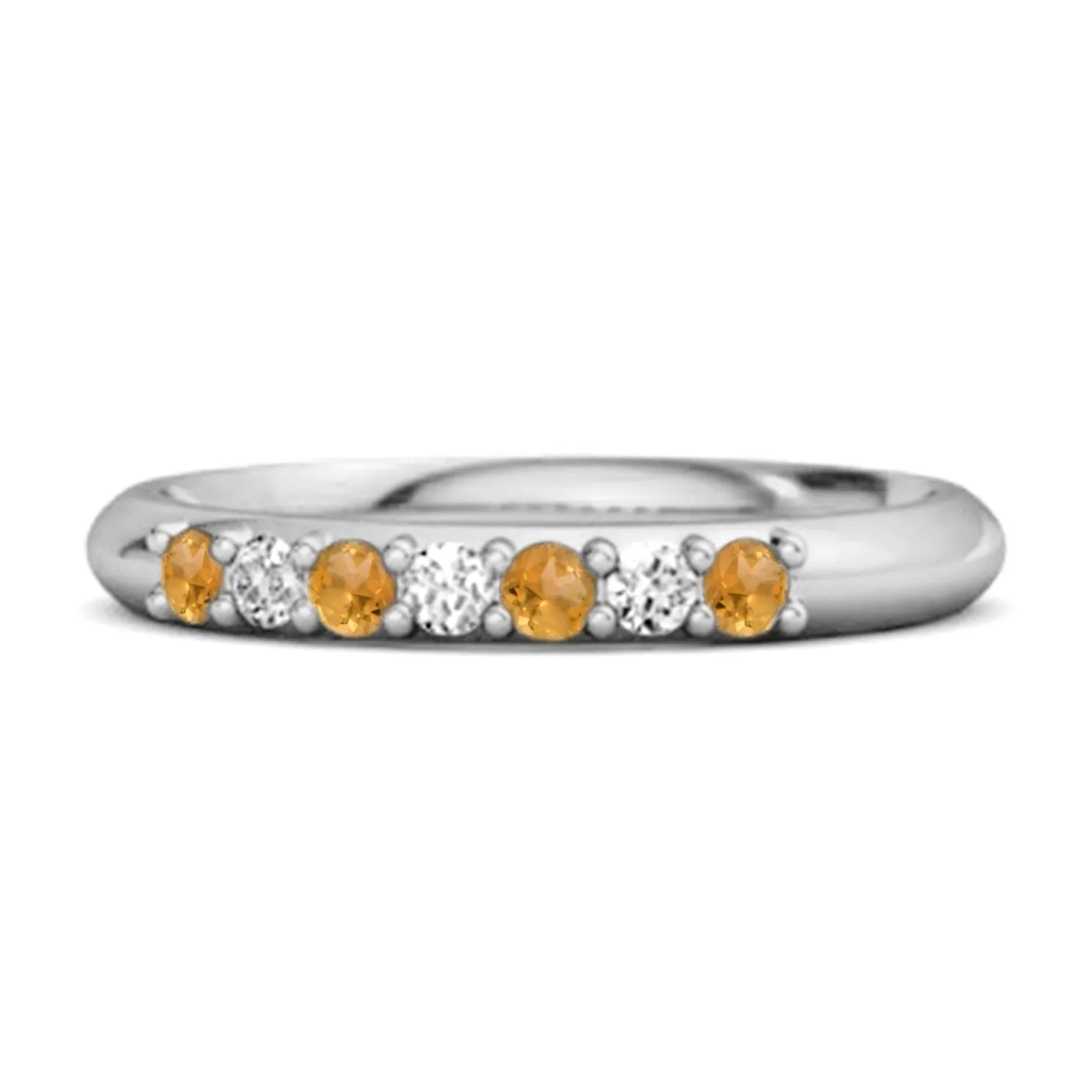 Citrine Eternity 925 Sterling Silver Stackable Mismatch Ring