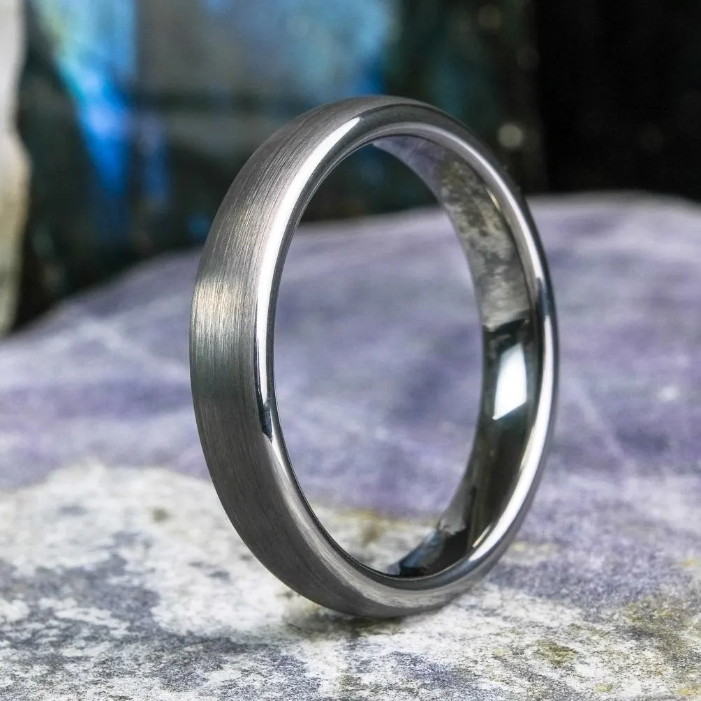 Classic Brushed Silver Tungsten Carbide Unisex Band - 4mm