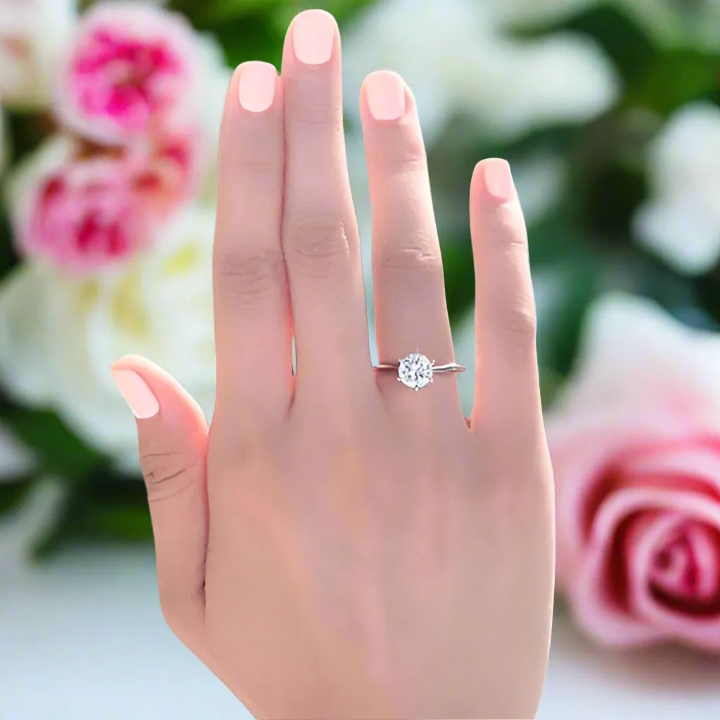 Classic Ring 6 Claws Created Diamond Engagement Ring