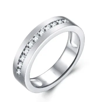 Classic Round Cut White Sapphire Men's Wedding Band