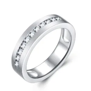 Classic Round Cut White Sapphire Men's Wedding Band