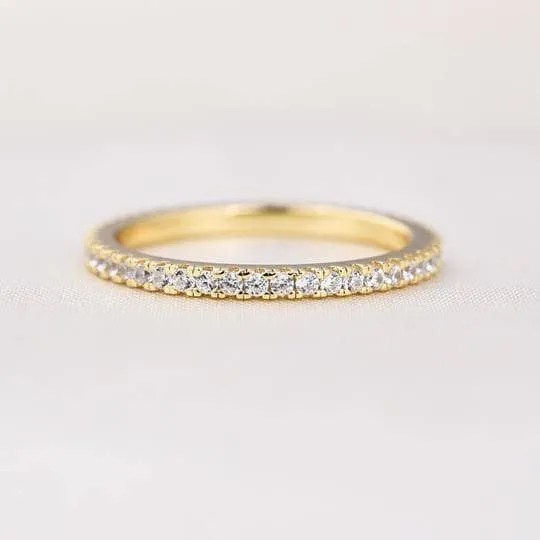 Classic Yellow Gold Full Eternity Thin Wedding Band