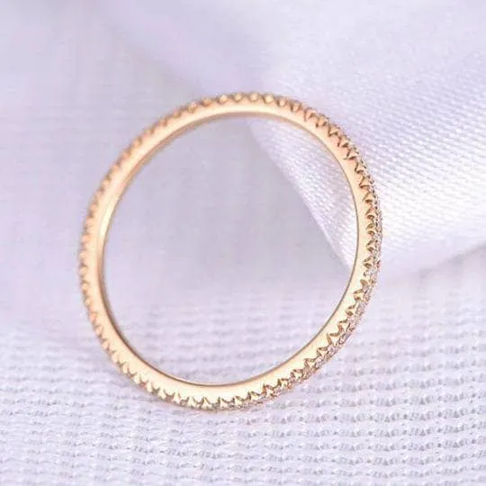Classic Yellow Gold Full Eternity Thin Wedding Band
