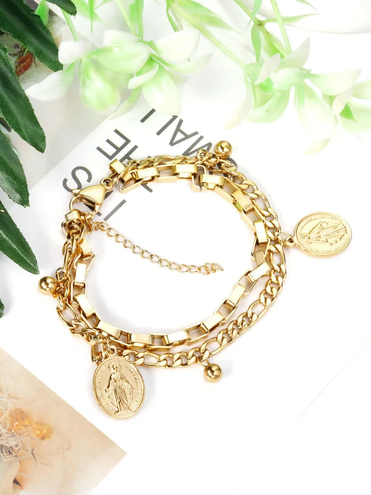 Coin Charm Layered Bracelet - FD ⚡