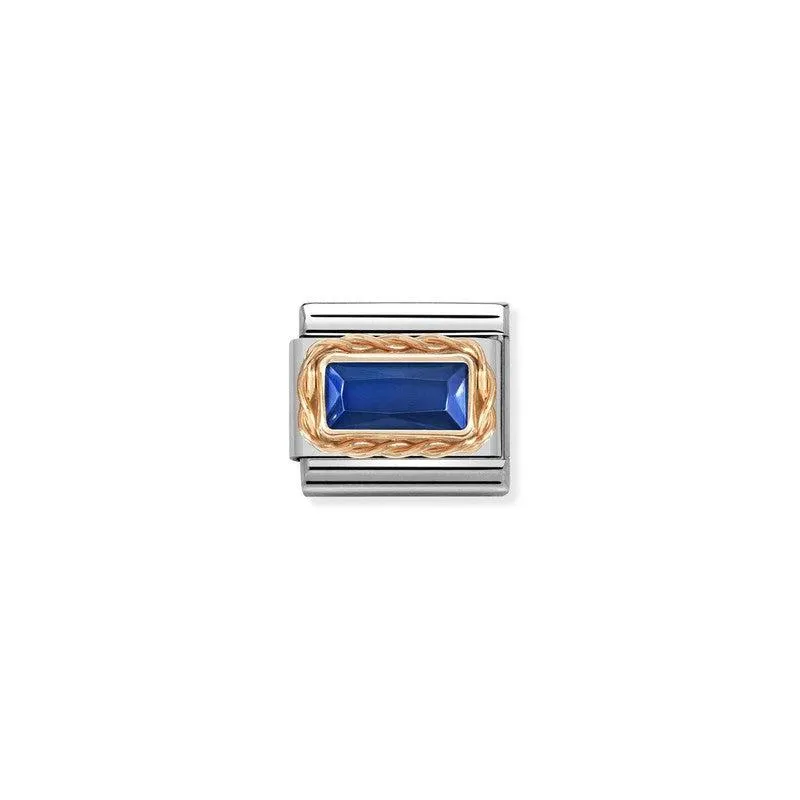 Composable Link, Blue Cz In Rose Gold