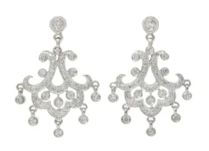 Contemporary 1.50 CTW Diamond 18 Karat White Gold Chandelier Earrings