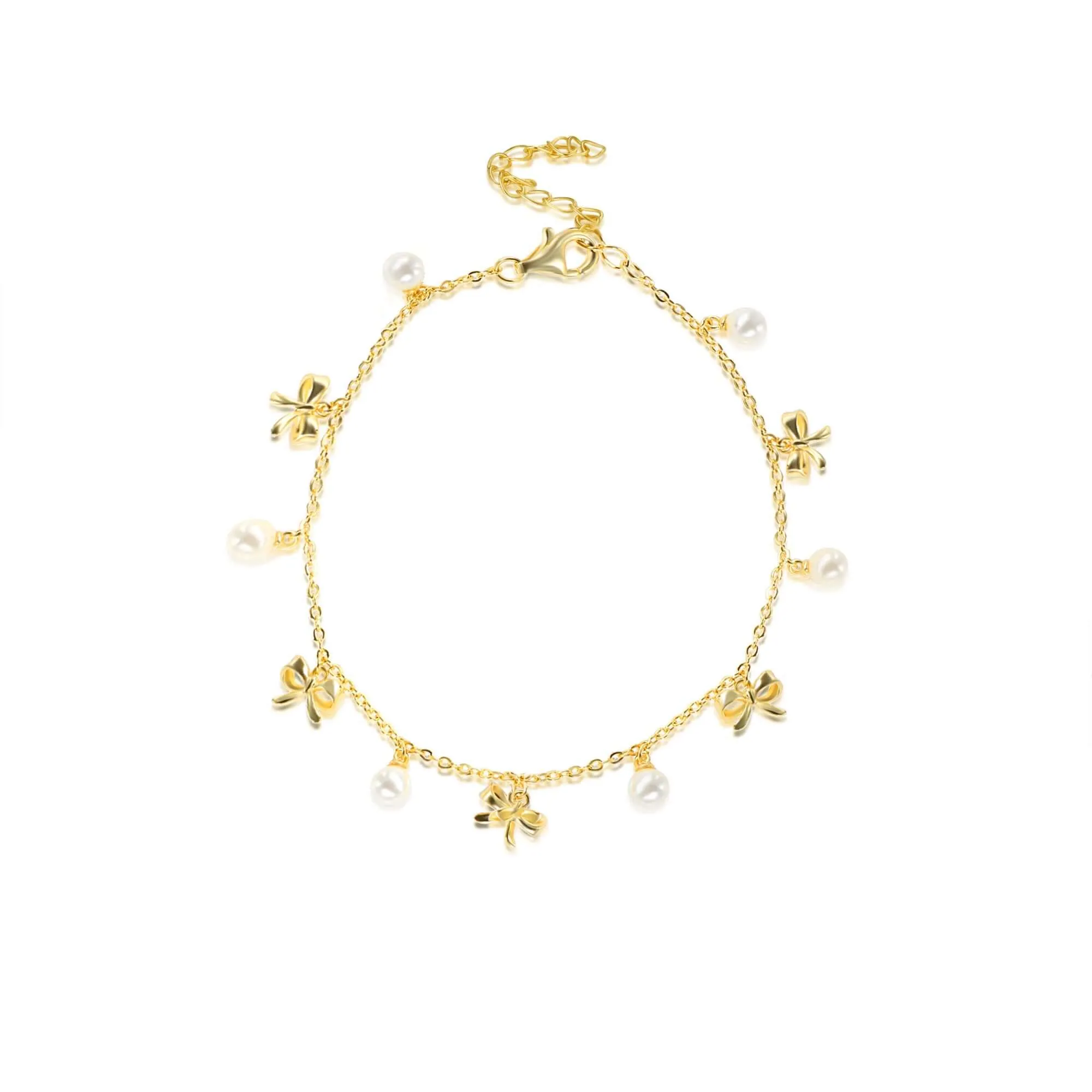 Coquette Charm Adorable Pearl Ring Bracelet Necklace Chic Hoop Earrings Set by Katie