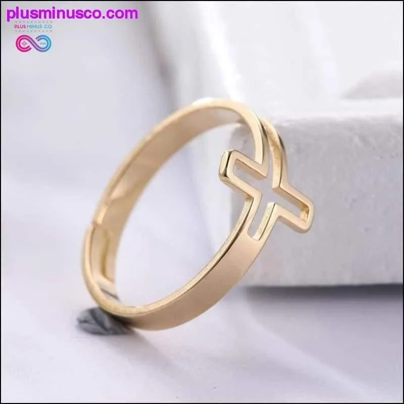 Cross Adjustable Rings Christian Religious Stainless Steel