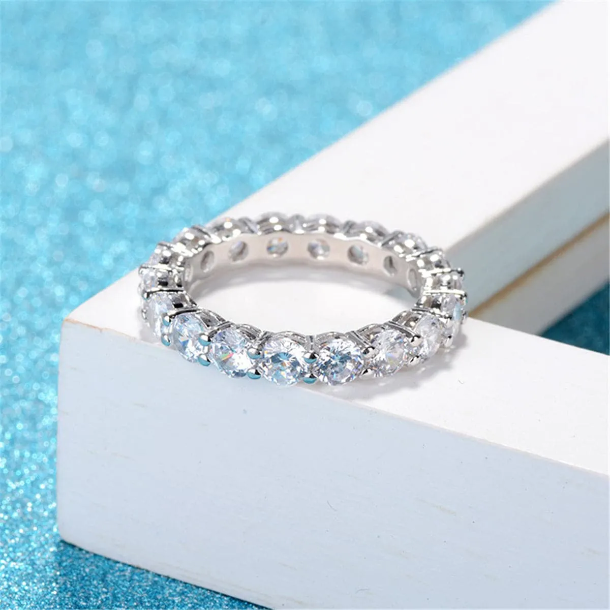 Crystal & Silver-Plated Eternity Band