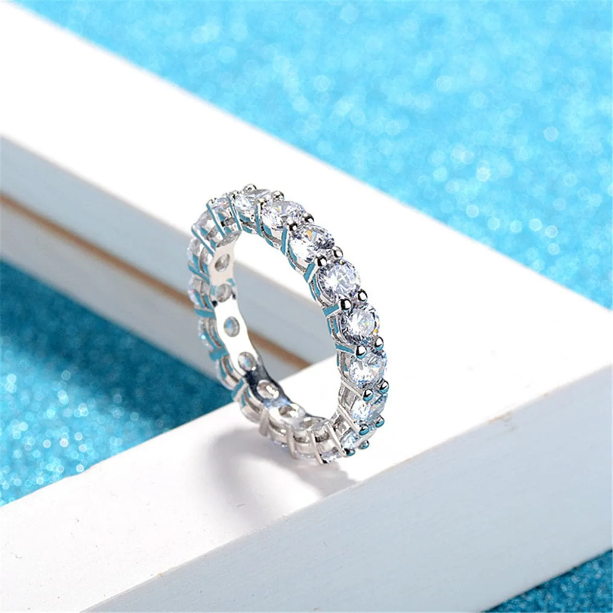 Crystal & Silver-Plated Eternity Band