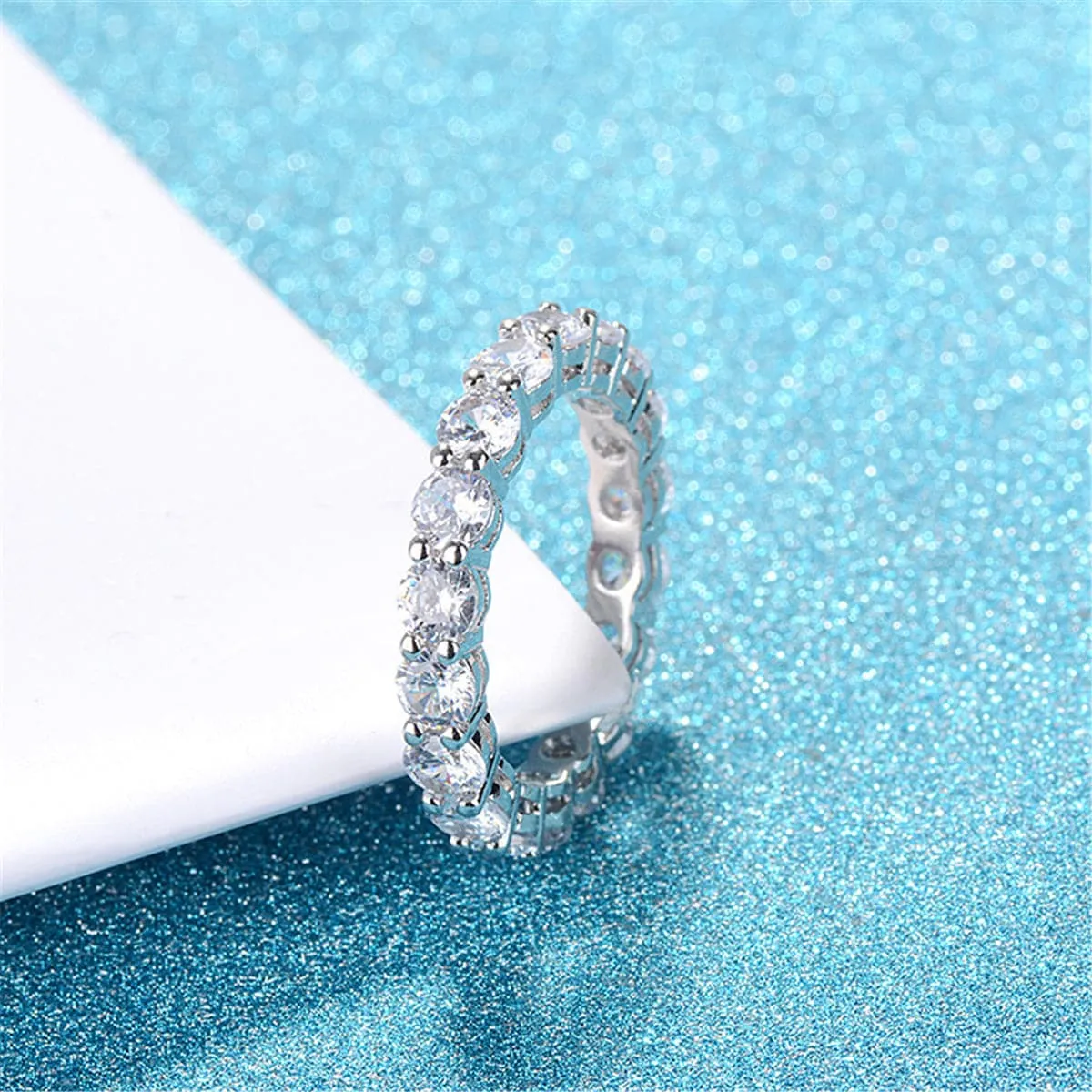 Crystal & Silver-Plated Eternity Band
