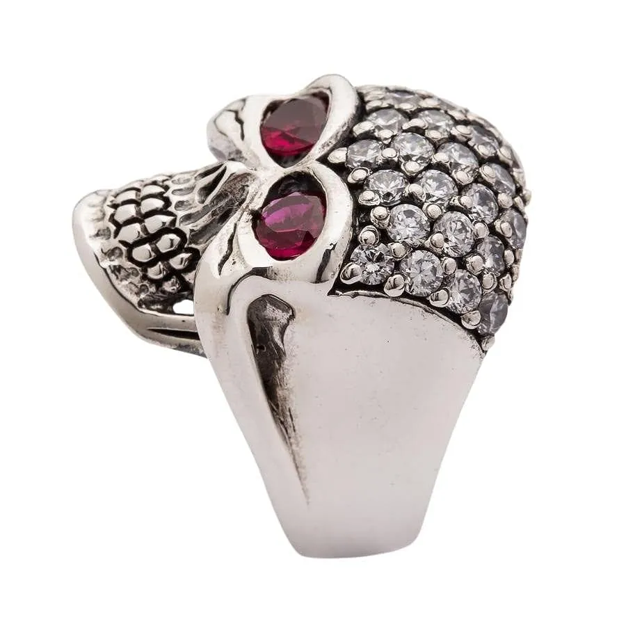 Crystal Sparkling Bling 925 Sterling Silver Skull Women's Ring