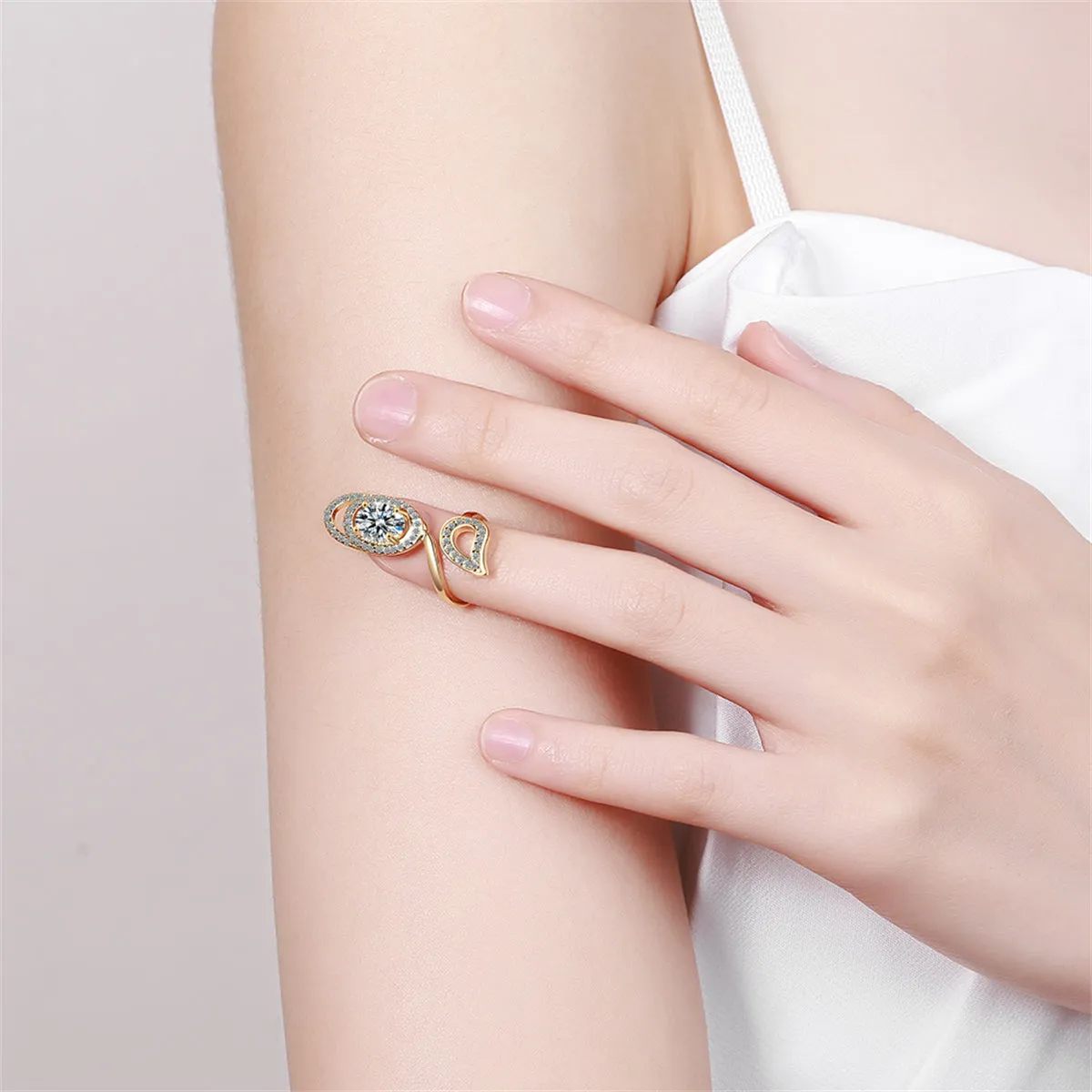 Cubic Zirconia & 18K Gold-Plated Swirl Midi Ring
