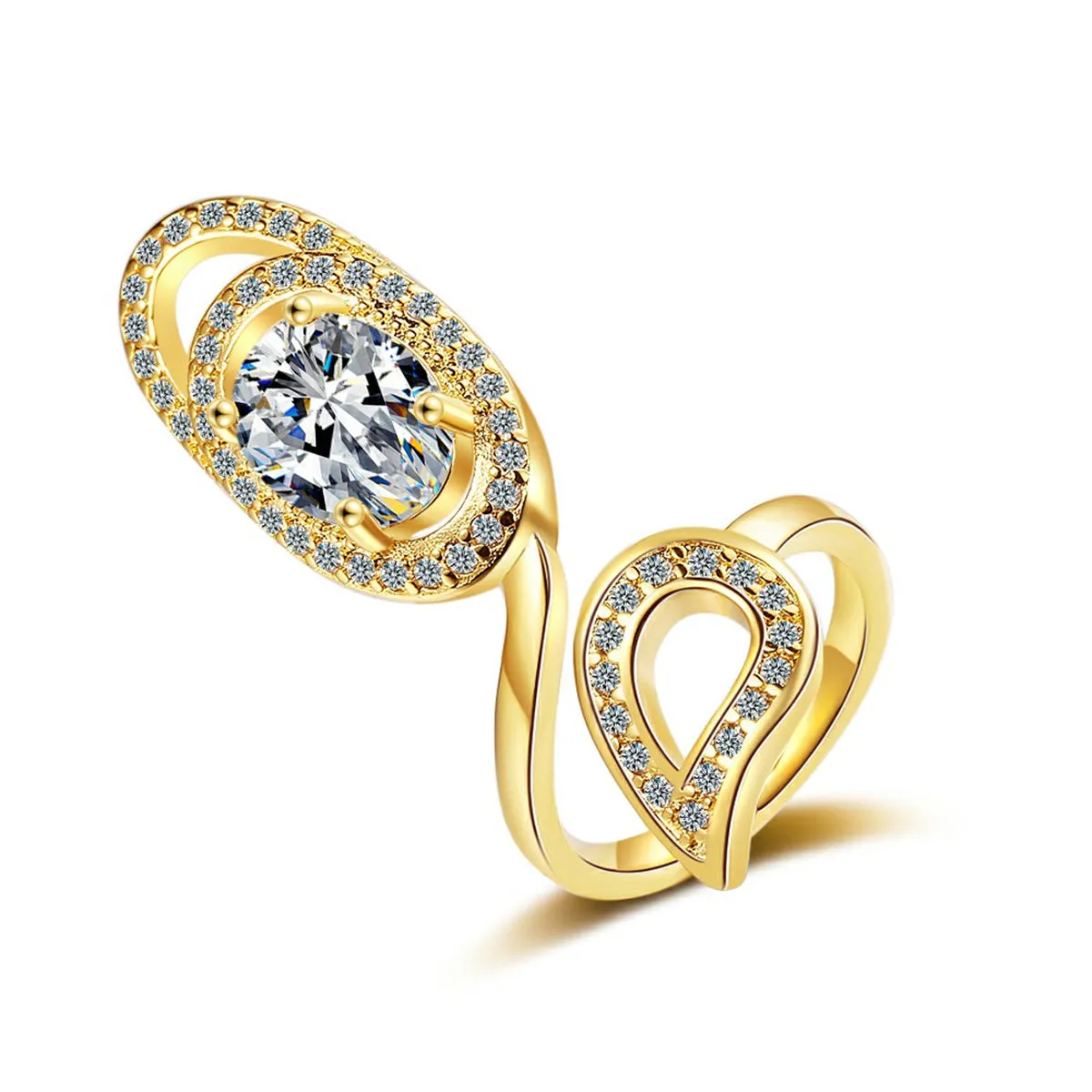 Cubic Zirconia & 18K Gold-Plated Swirl Midi Ring