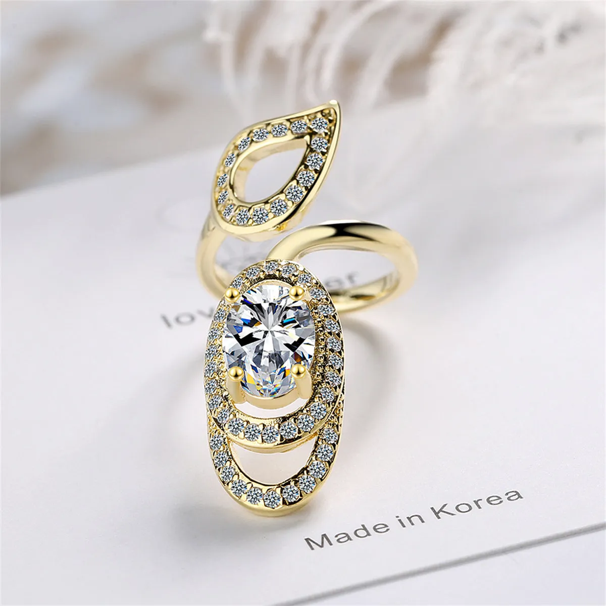 Cubic Zirconia & 18K Gold-Plated Swirl Midi Ring