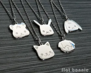 Cute animal charm necklace - Kawaii jewelry - Bunny, Dog, Cat, Guinea Pig