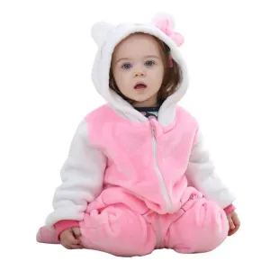 Cute Animal Hooded Baby  Romper - Kitty