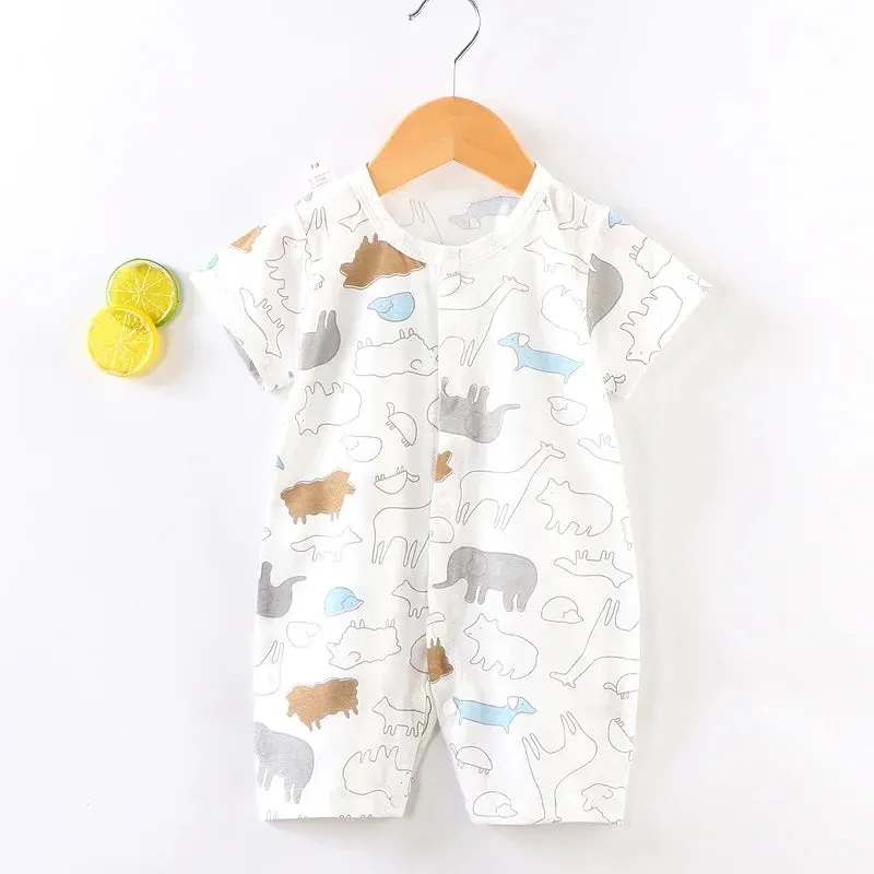Cute Animal Print Jumpsuit for Newborn Baby Girls