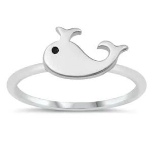 Cute Blue Whale Water Spout Animal Ring New .925 Sterling Silver Band Sizes 4-10