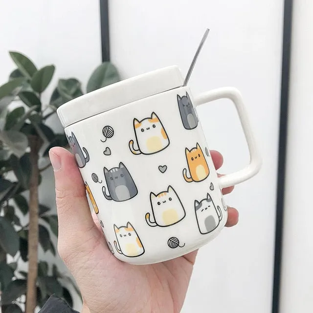 Cute Cat themed Cartoon Ceramic Coffe Mugs
