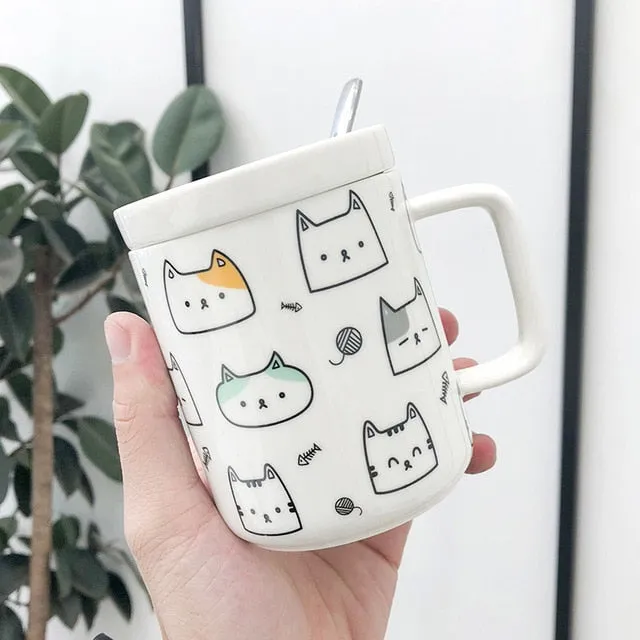Cute Cat themed Cartoon Ceramic Coffe Mugs