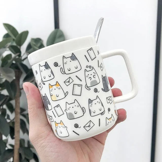 Cute Cat themed Cartoon Ceramic Coffe Mugs