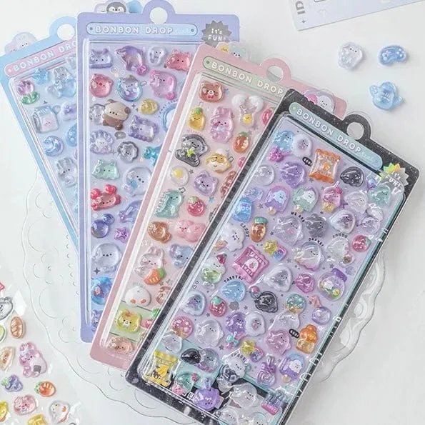Cute Colorful Animal Pattern Crystal 3D DIY Decoration Stickers