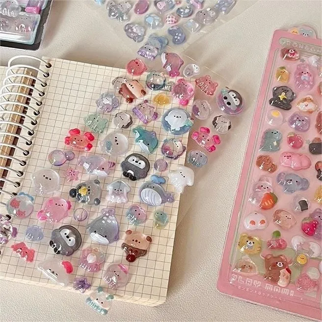 Cute Colorful Animal Pattern Crystal 3D DIY Decoration Stickers