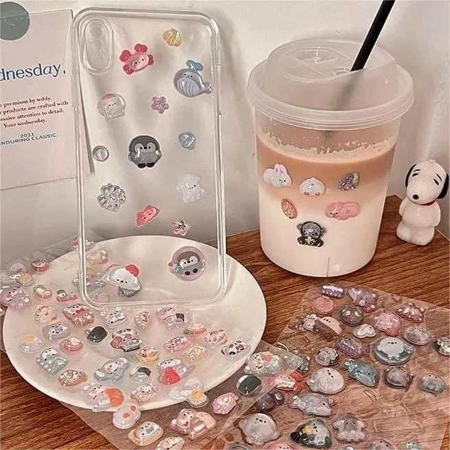 Cute Colorful Animal Pattern Crystal 3D DIY Decoration Stickers