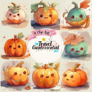 Cute Halloween Pumpkin Characters - Digital Art SETPK005