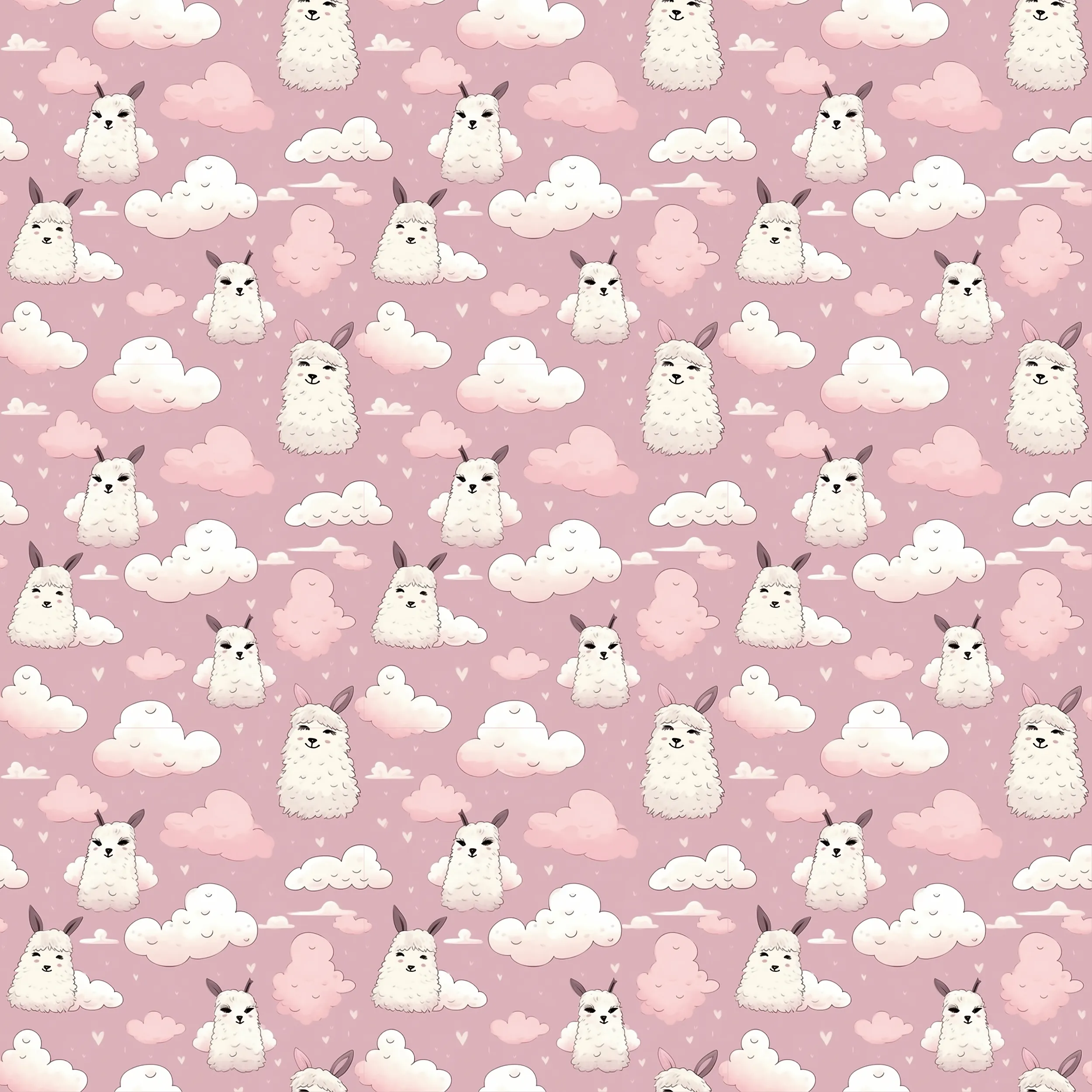 Cute Llama Cartoon Digital Art SETL003 (Tileable)