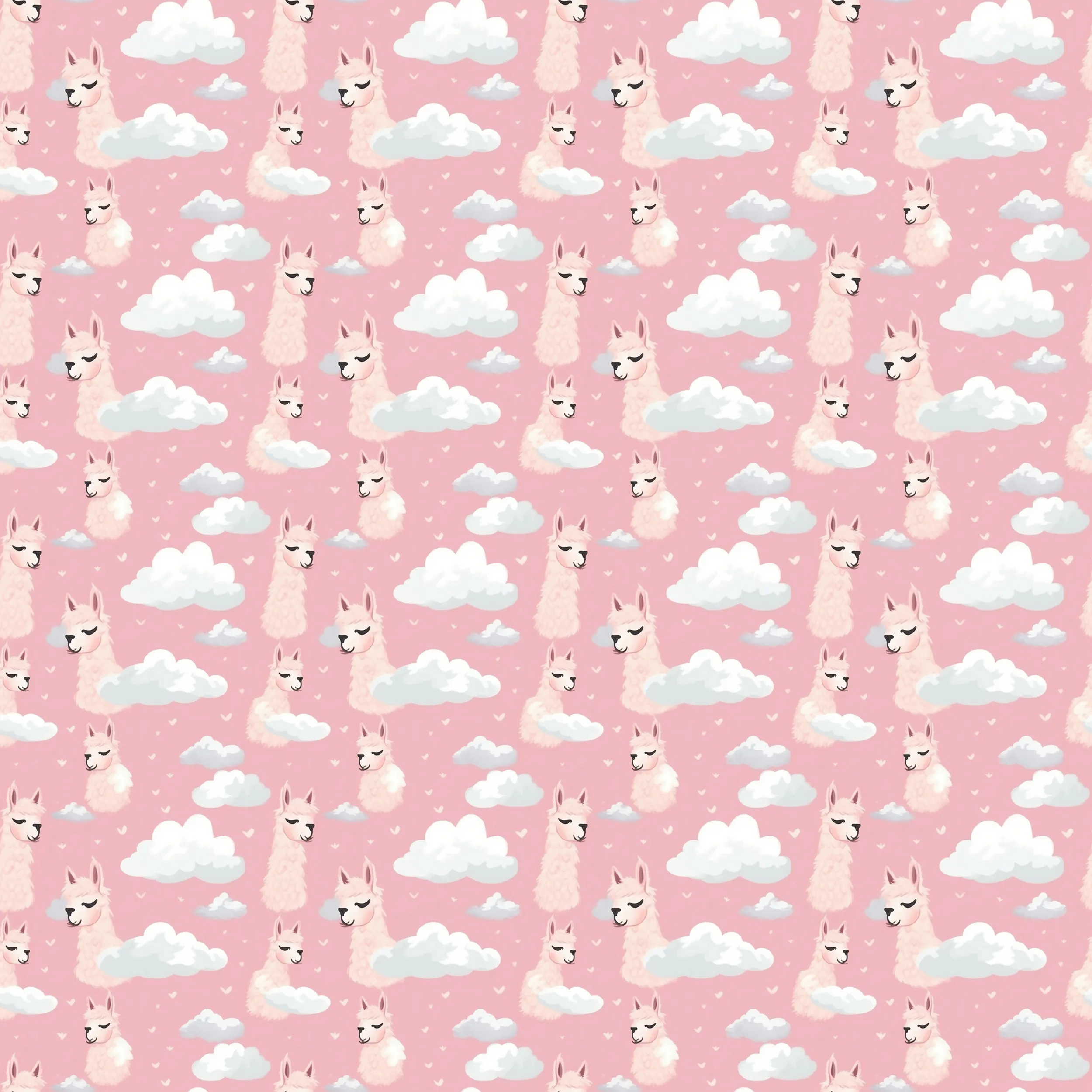 Cute Llama Cartoon Digital Art SETL003 (Tileable)