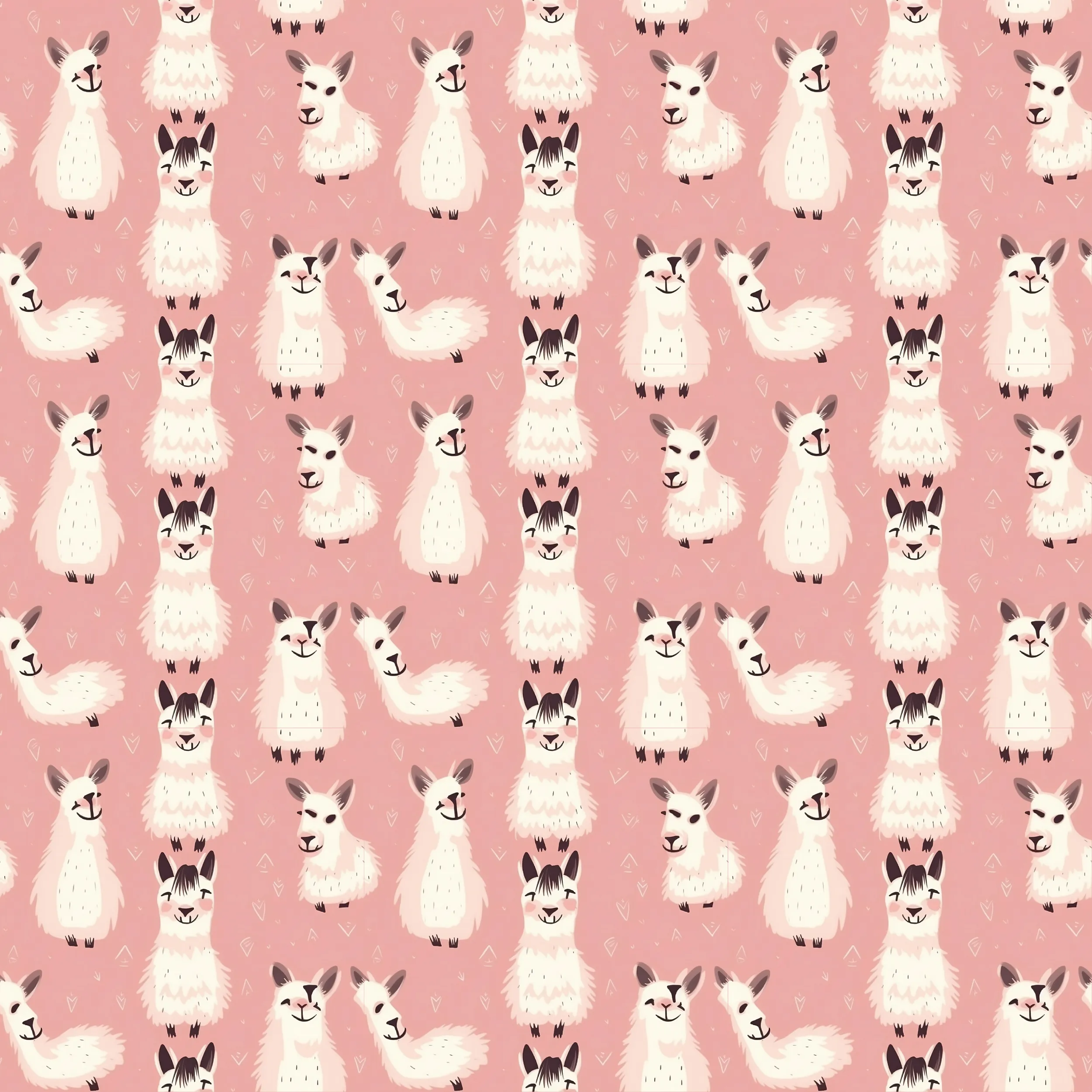 Cute Llama Cartoon Digital Art SETL003 (Tileable)