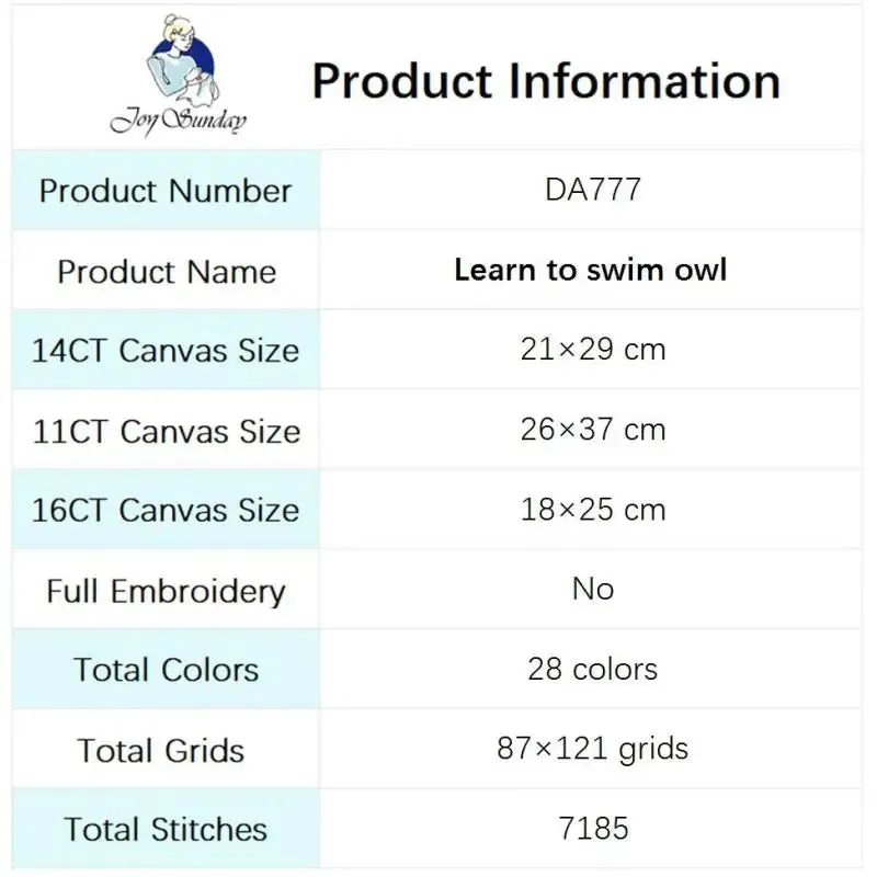 Cute Owl Cartoon Animal Pattern Cross Stitch