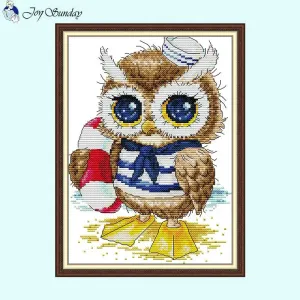 Cute Owl Cartoon Animal Pattern Cross Stitch
