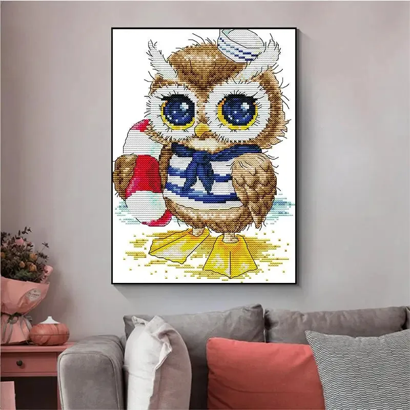 Cute Owl Cartoon Animal Pattern Cross Stitch