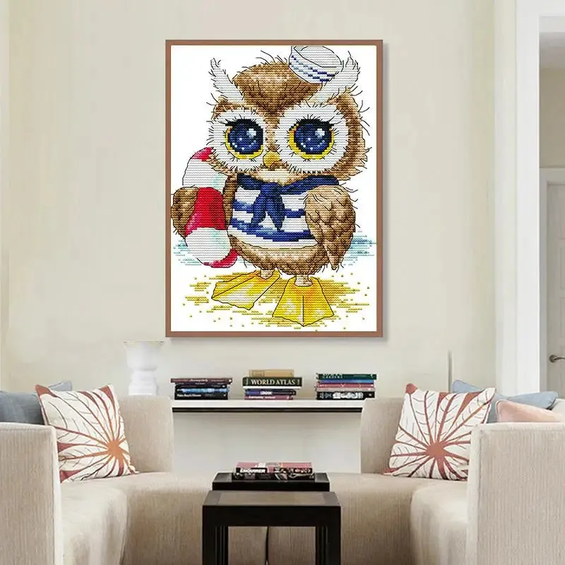 Cute Owl Cartoon Animal Pattern Cross Stitch