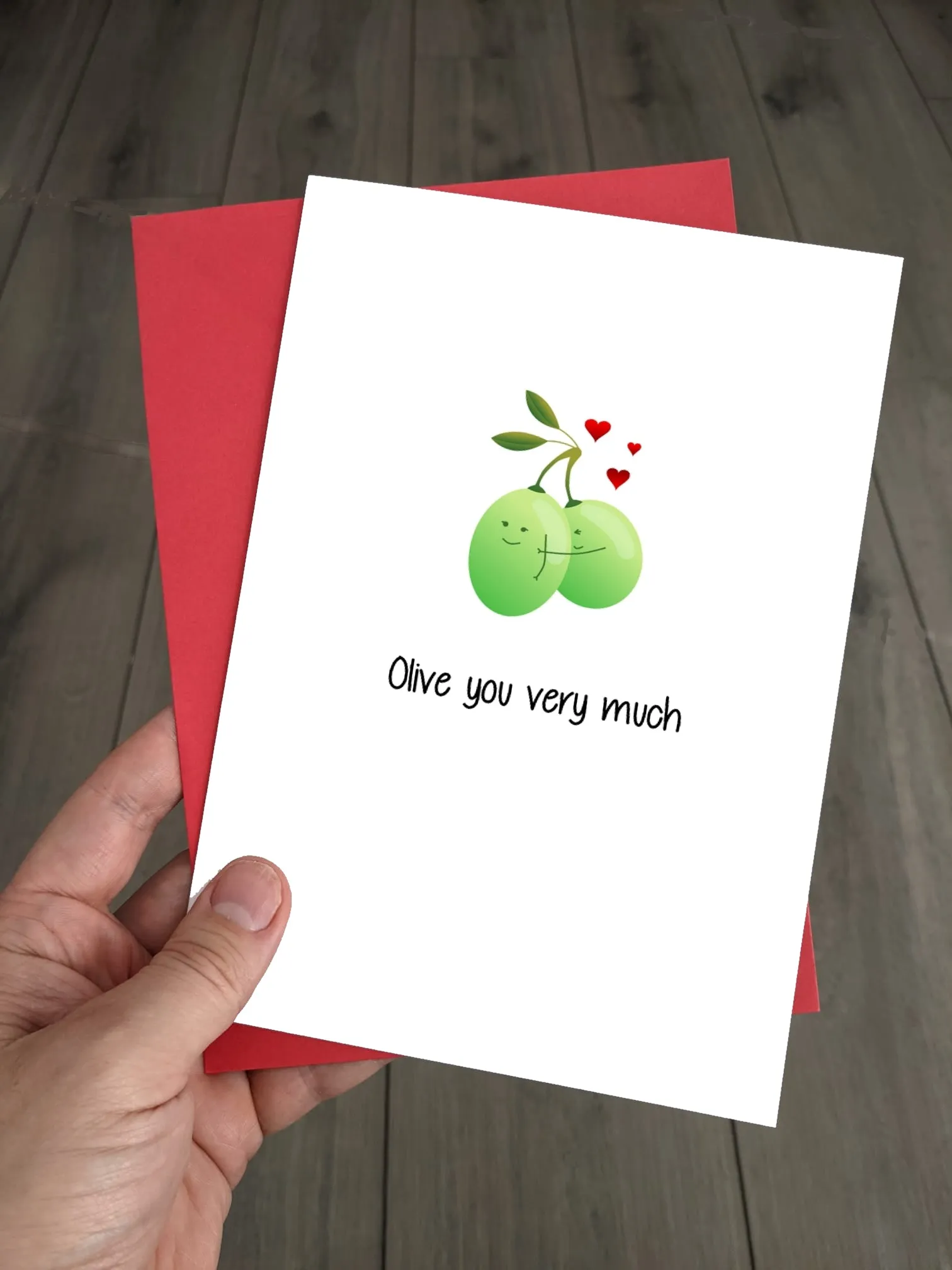 Cute Pun Birthday / Anniversary Card - Olive you!
