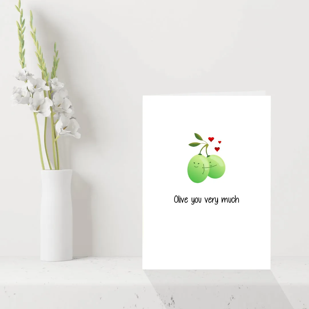 Cute Pun Birthday / Anniversary Card - Olive you!