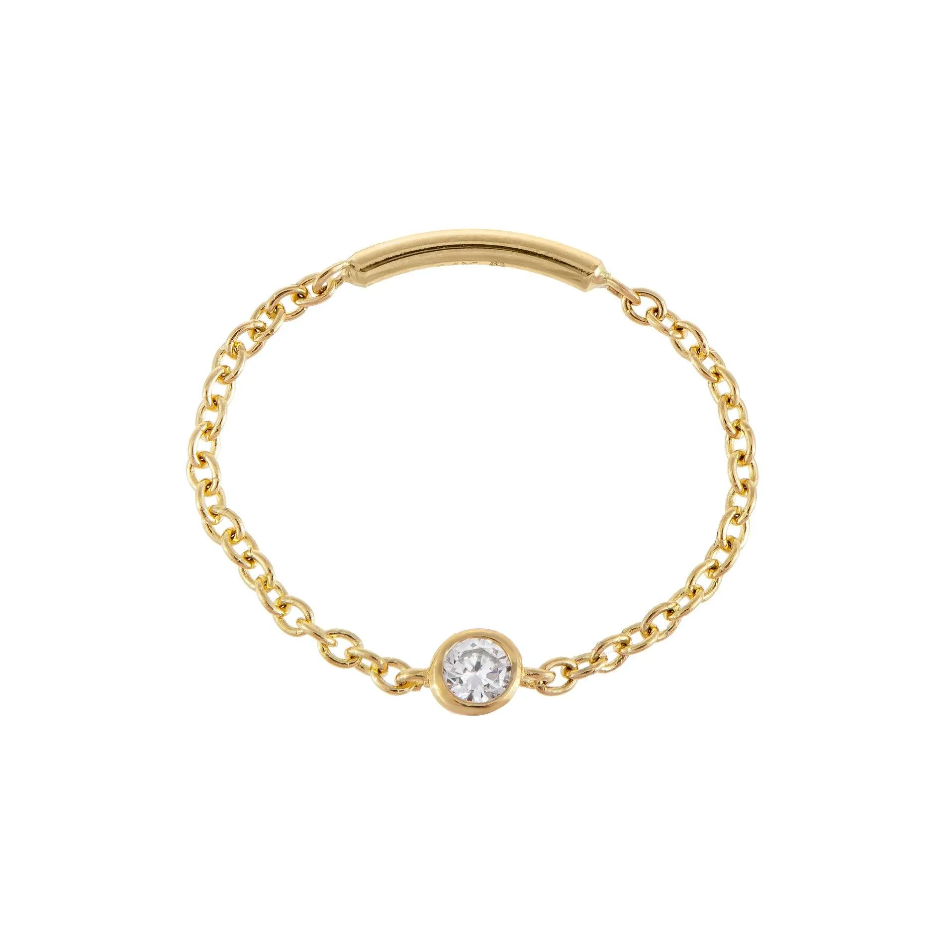 CZ Bezel Chain Ring 14K